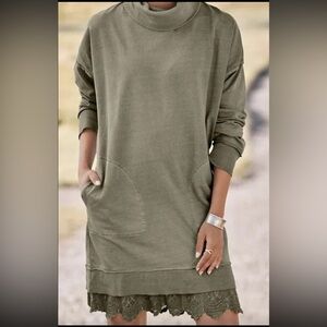 Sundance Catalog Olive Green Cotton Everleigh Everyday Dress Sz S Boho Fairy